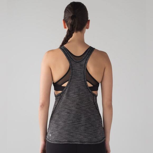 Lululemon Glide and Stride Tank Heathered Black / Black Size 2 - Picture 6 of 8